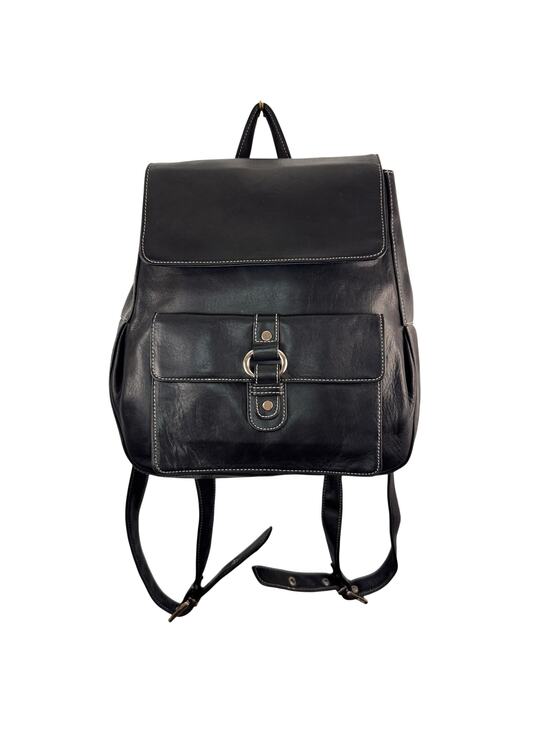 Vintage PERLINA Backpack Black Leather SnapTop Handle Adjustable Strap Handbag main image 11